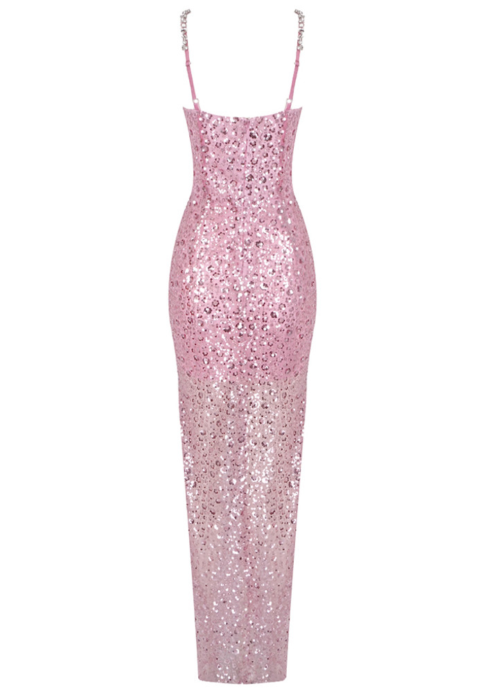 slim fit dress slacks Benia Mini Party Dress in Sequin Metallic Pink main image 1