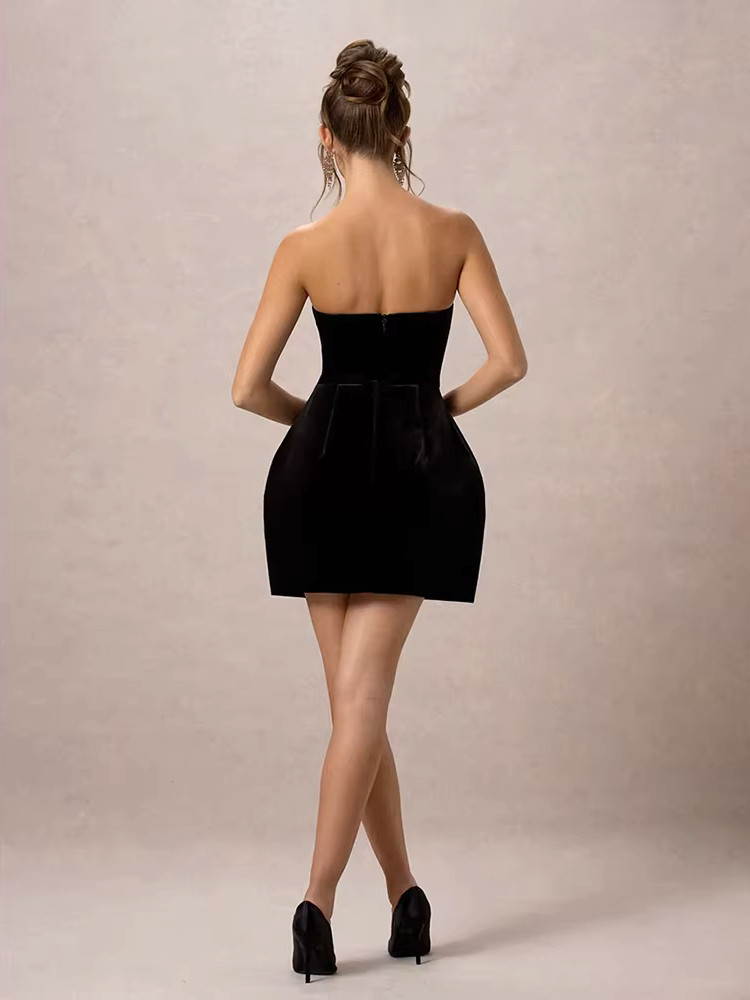 Strapless Crystal Floral Dress Black - Luxe Floral Dresses and Luxe Party  Dresses