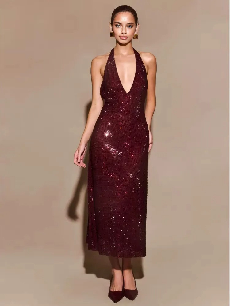 knee length dresses for ladies Sequin Detailed Taffeta Midi Dress – John Paul Ataker main image 1