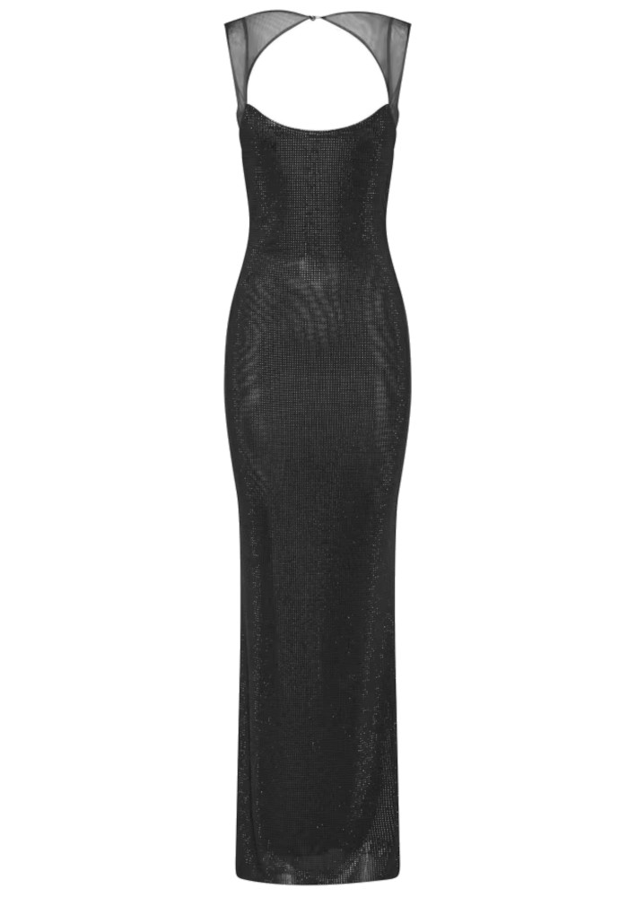 strapless open back dress Dark Green Stretch Satin Long Dress With Beaded Lace Appliqué And Open