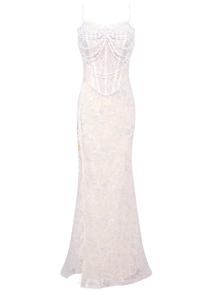 knee length dresses for ladies Bridal Ivory Corset Maxi Honey Maxi Dress