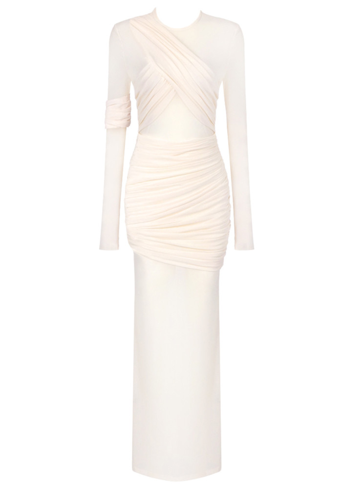 chinese dress ladies Ivory Lace Bow Midi Dress XL