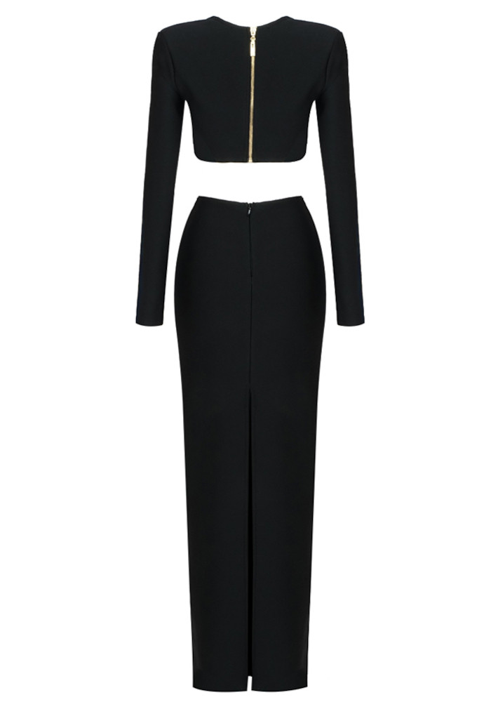 Long Sleeve Two Piece Maxi Dress Black - Luxe Maxi Dresses and Luxe Party Dresses Long Sleeve Two Piece Maxi Dress Black - Luxe Maxi Dresses and Luxe Party Dresses