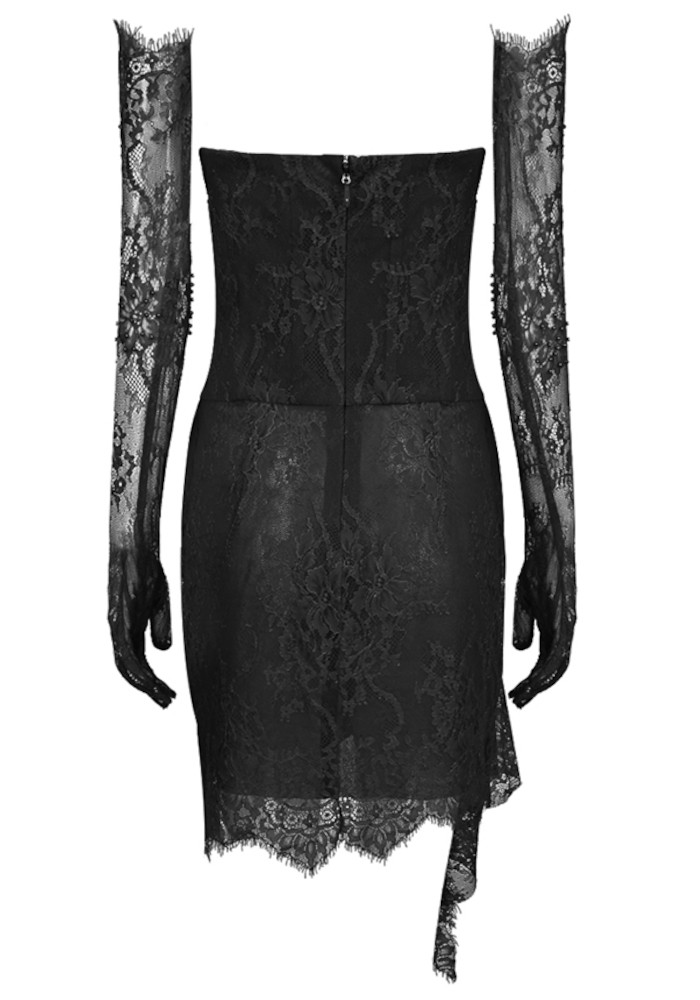 Strapless Embellished Lace Corset Dress Black - Luxe Mini Dresses and Luxe  Party Dresses