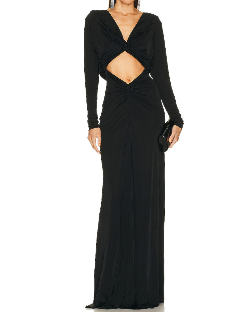 chinese dress ladies Black Cut Out Maxi Dress M