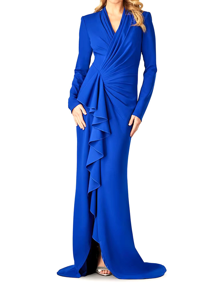 Long Sleeve Ruffle Maxi Dress Blue - Luxe Maxi Dresses and Luxe Party Dresses Long Sleeve Ruffle Maxi Dress Blue - Luxe Maxi Dresses and Luxe Party Dresses