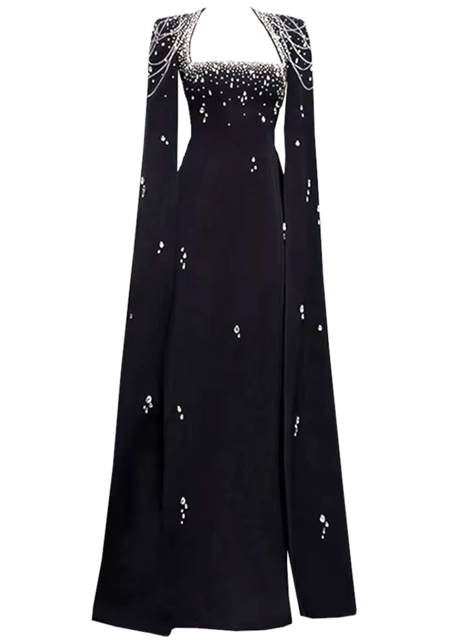 【amerge.】2way cape mermaid maxi OP BLACK WB_CL131008002-