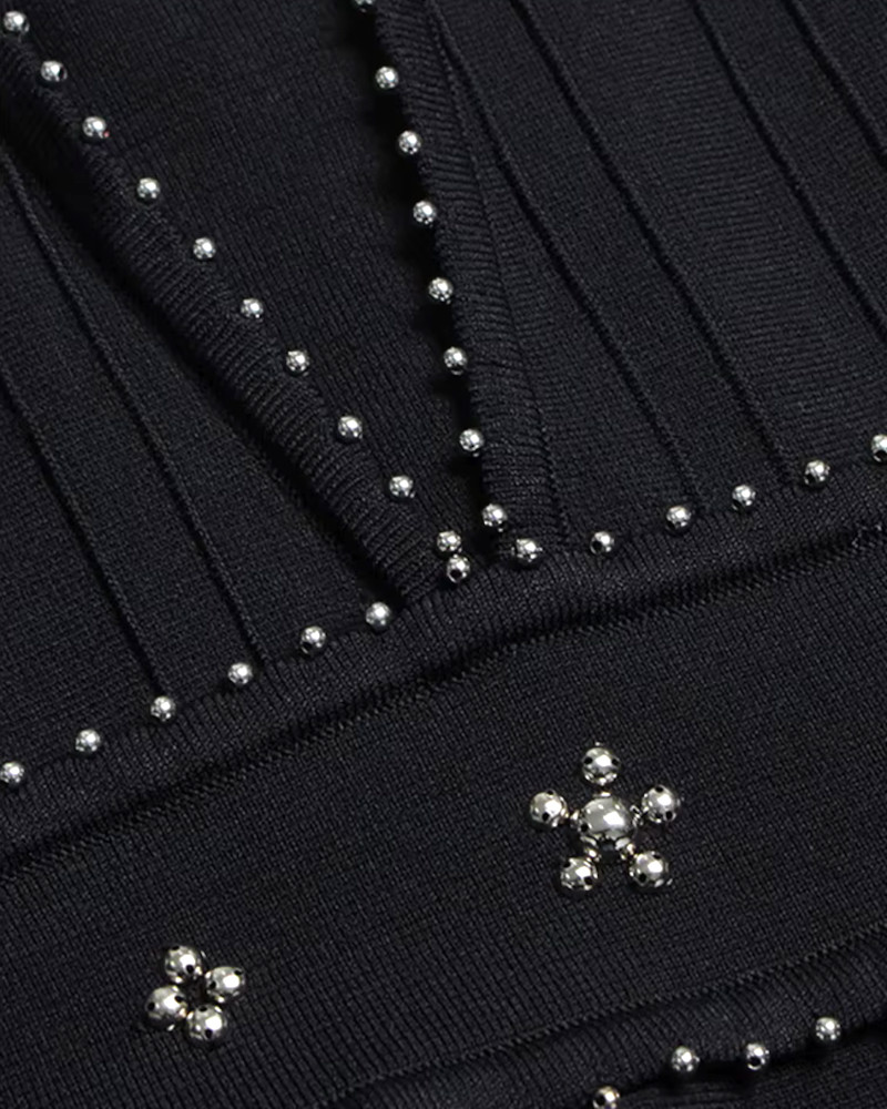 Studded A Line Midi Dress Black - Luxe Midi Dresses and Luxe Party Dresses