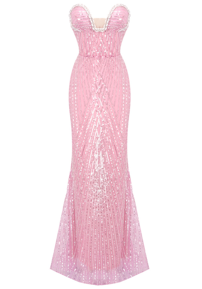 rhinestone dress pink Luxury Sequin Shoulder Panel Prom or receptions Jovani D5607 - Long Beaded