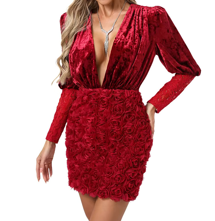 sachin and babi light blue dress Verified Supplier Women Red Velvet Dress Elegant Velvet Material