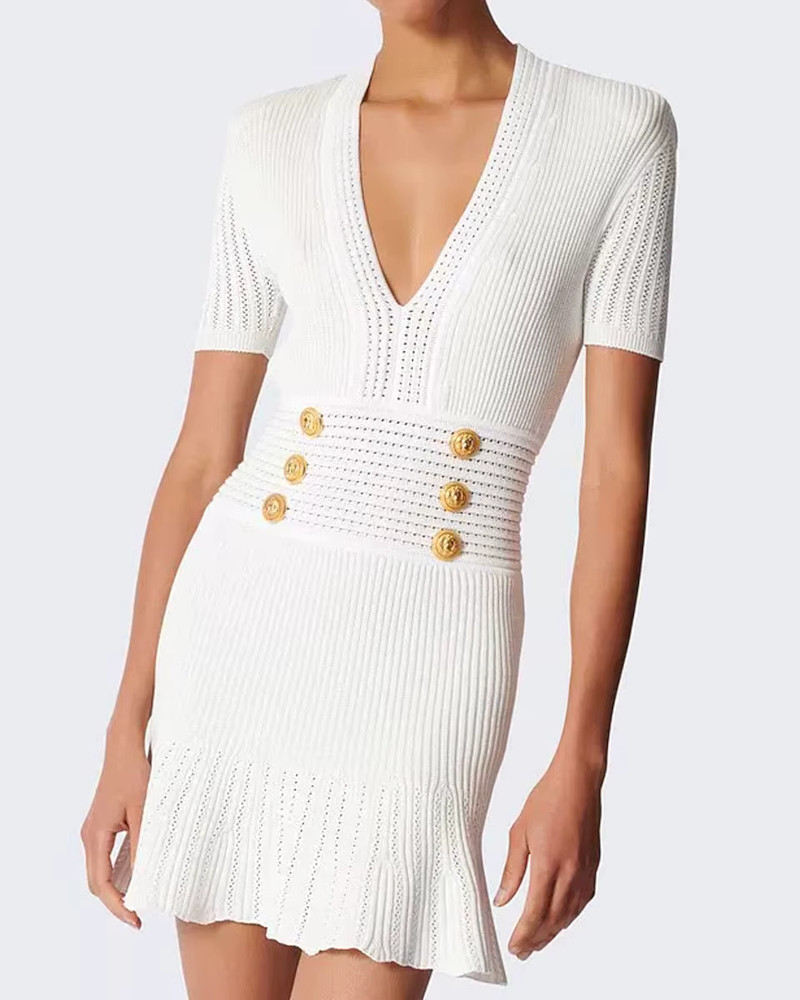 strapless open back dress Cap Sleeve Wrap Mini Dress for Tall Women in White Alyssum M / Tall / White Alyssum main image 0