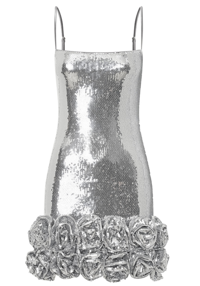 haute hippie silver sequin dress Haute Hippie Graphite Sheer Long Sleeve Silk Sequin Dress Size XS