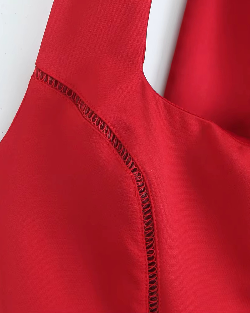 Halter Backless A Line Dress Red - Luxe Skater Dresses and Luxe Party  Dresses