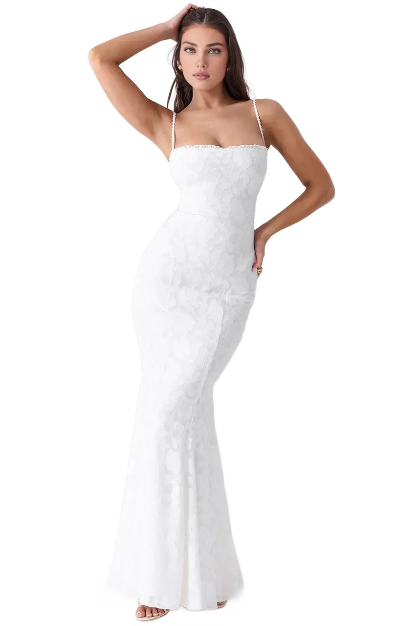 Floral Strappy Back Maxi Dress White
