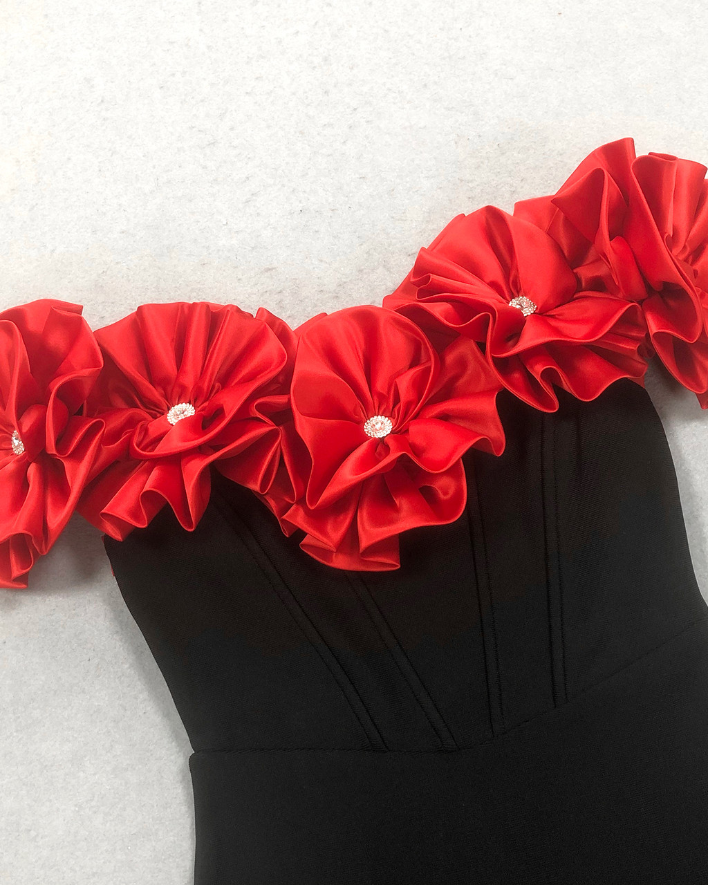 Floral Bardot Maxi Dress Red Black - Luxe Maxi Dresses and Luxe Party  Dresses