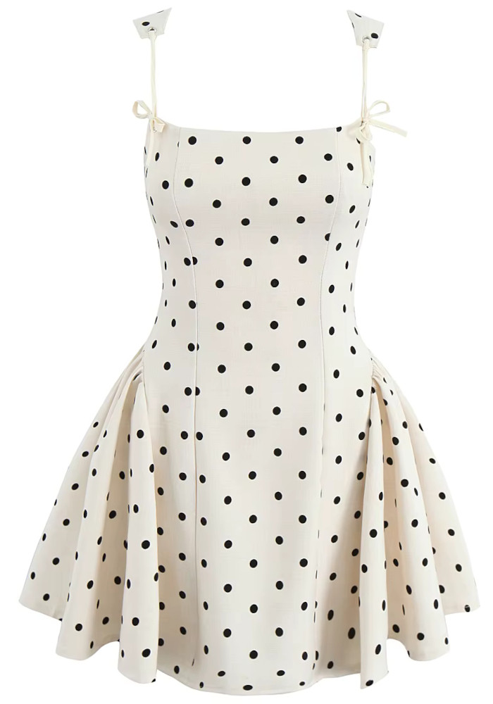 Polka Dot A Line Corset Dress Ivory - Luxe Corset Dresses and Luxe Party  Dresses