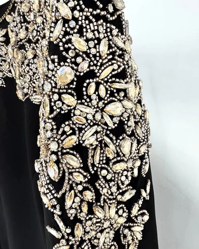 black and gold midi dress with sleeves AX Paris Women's Black & Gold Printed Long Sleeve Bodycon Midi Dress main image 1