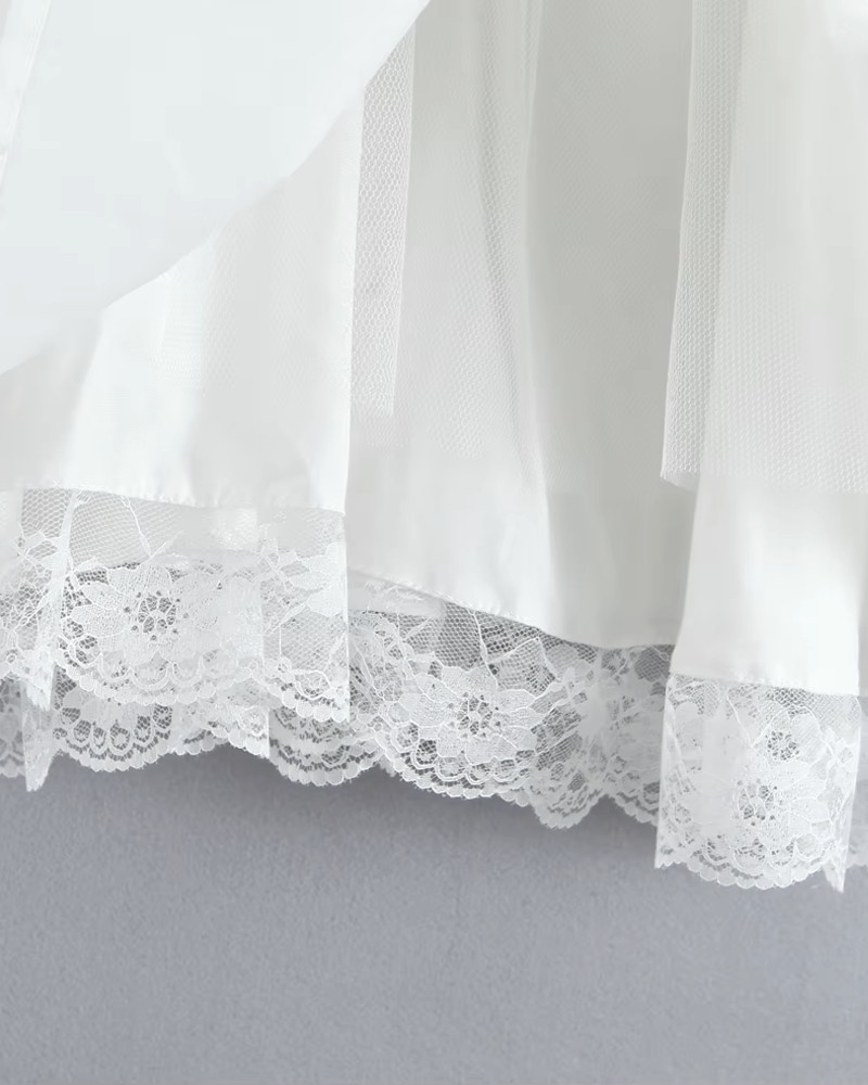 Bardot Bow Detail Lace A Line Dress White - Luxe Lace Dresses and Luxe  Party Dresses
