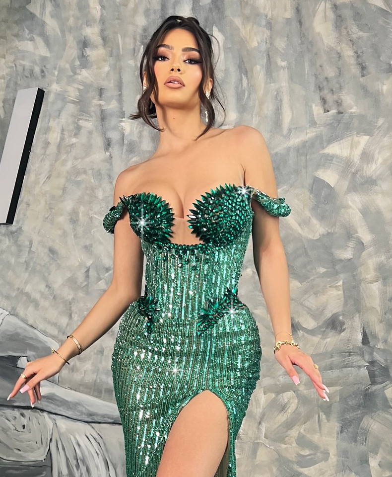 Bardot Bustier Sequin Maxi Dress Green - Luxe Maxi Dresses and Luxe Party  Dresses