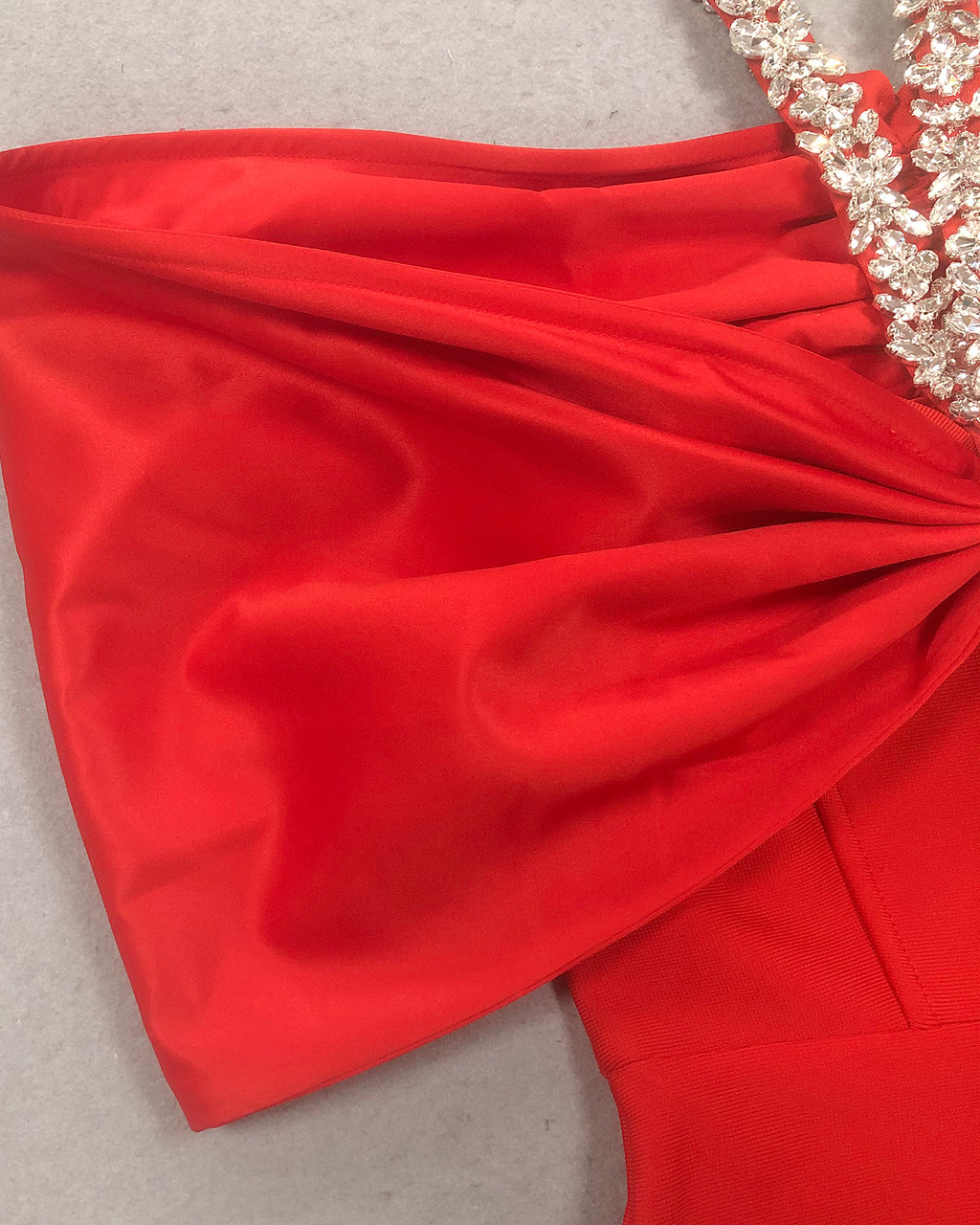 open lace back dress Gothic Red Sequin and Feather Dress