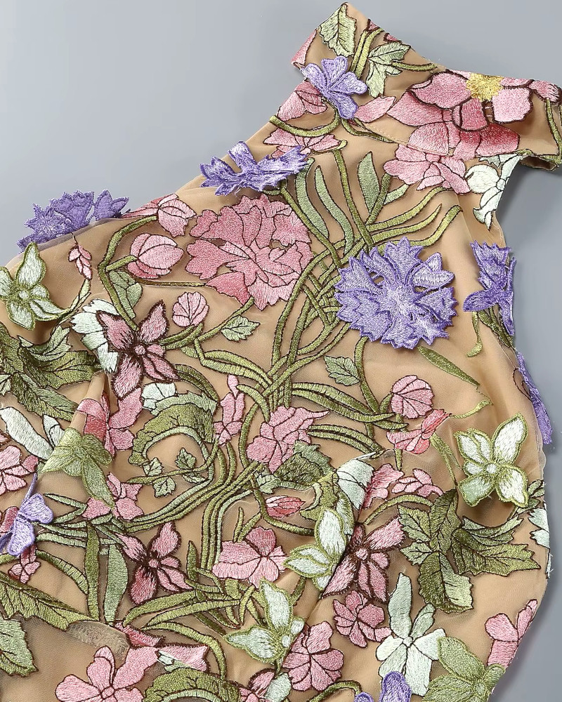 ralph lauren green silk dress Green Strapless Faille Mini Dress With 3D Flower main image 0