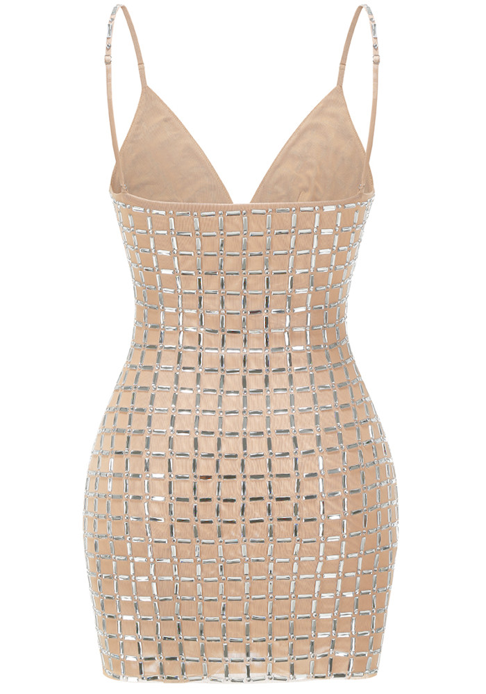 Embellished Dress Nude - Luxe Mini Dresses and Luxe Party Dresses