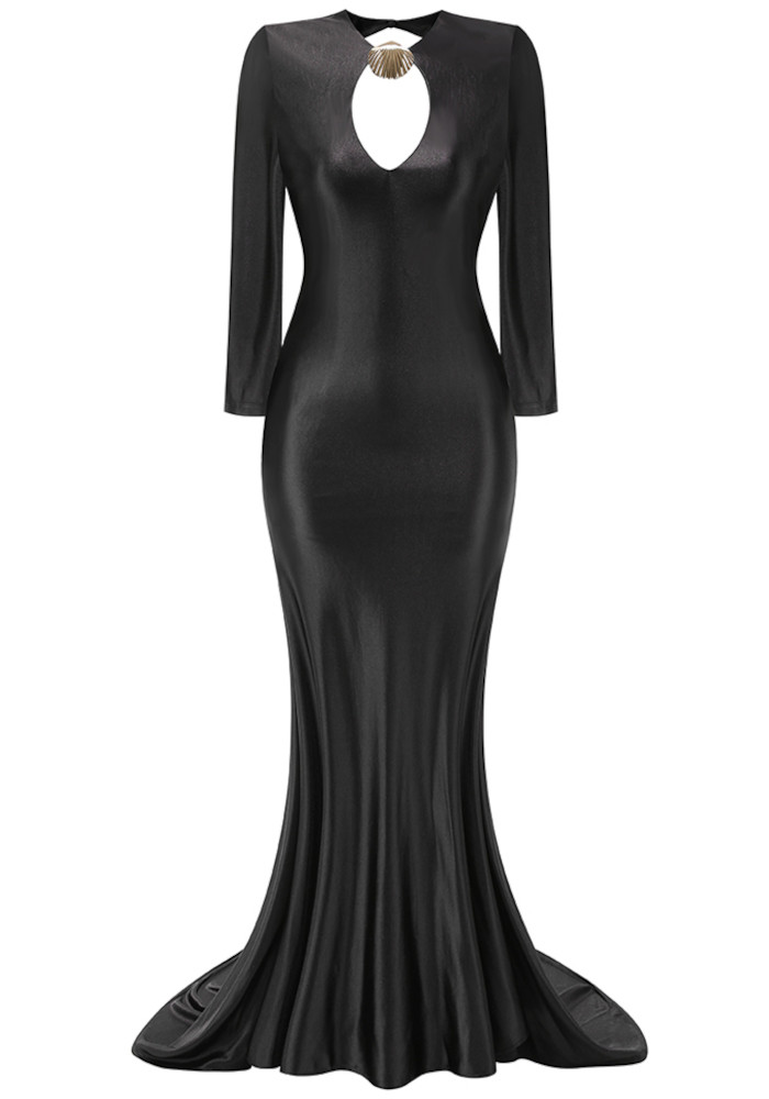 Long Sleeve Backless Maxi Dress Black Long Sleeve Backless Maxi Dress Black