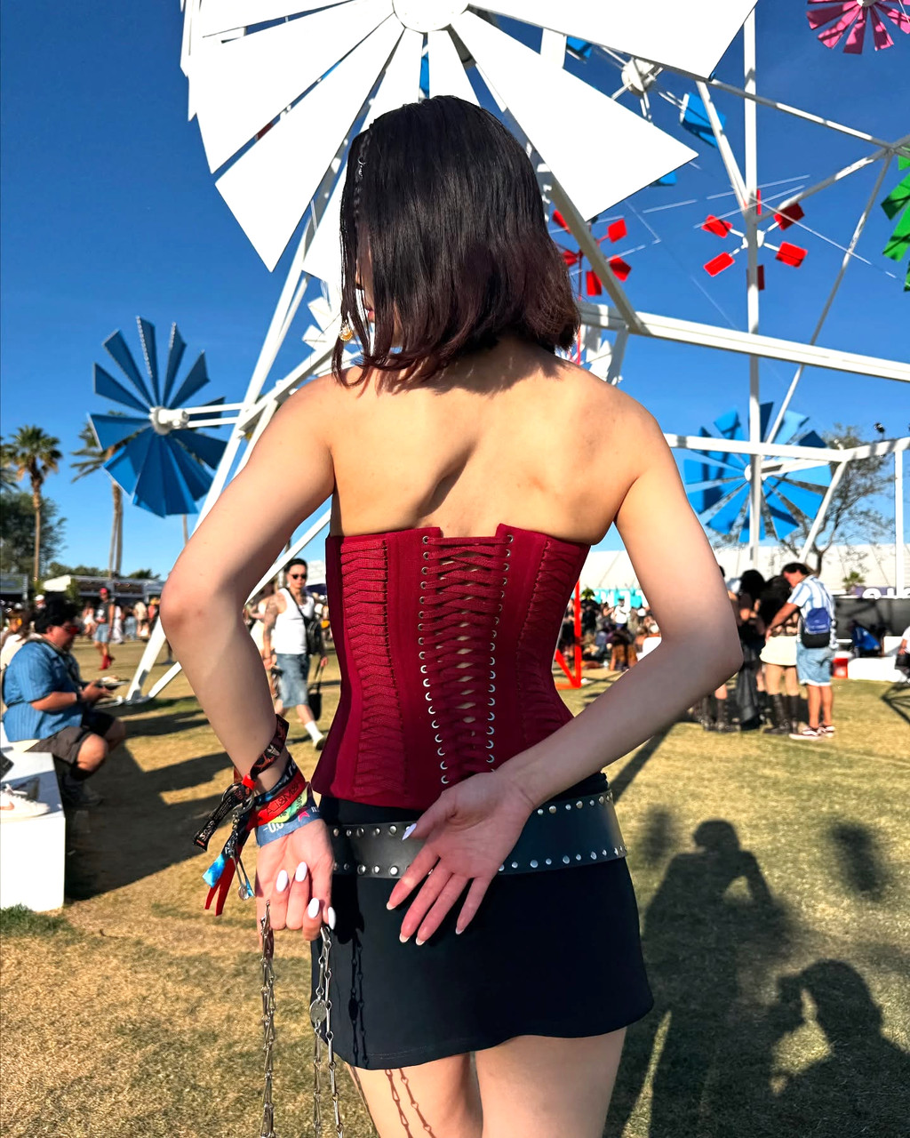 Halter Lace Up Corset Top Red - Luxe Tops and Luxe Party Dresses