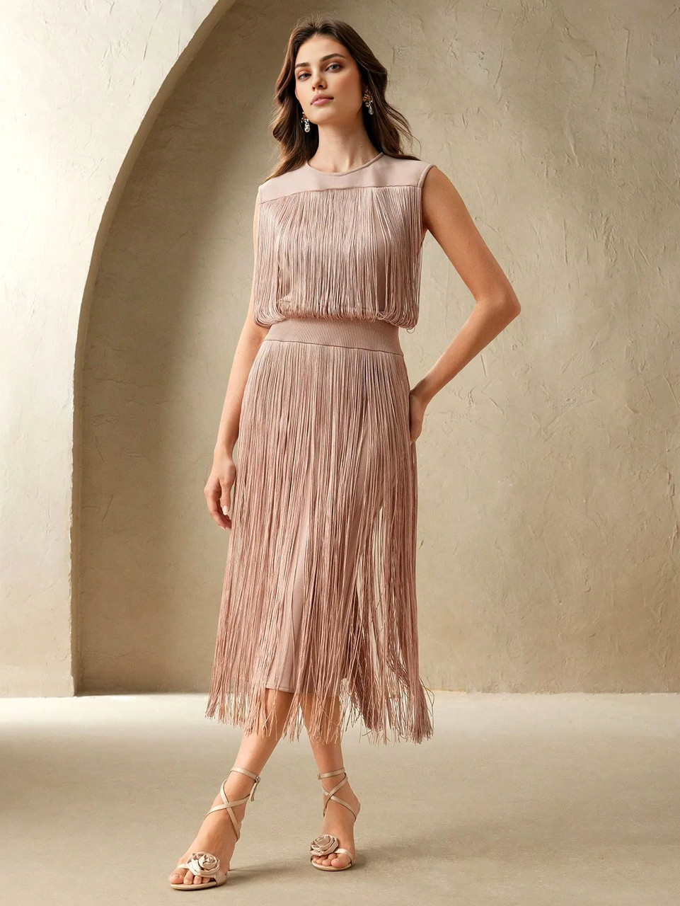 turtle neck midi sweater dress Beige Turtle Neck Long Sleeve Midi Sweater Dress *FINAL SALE*