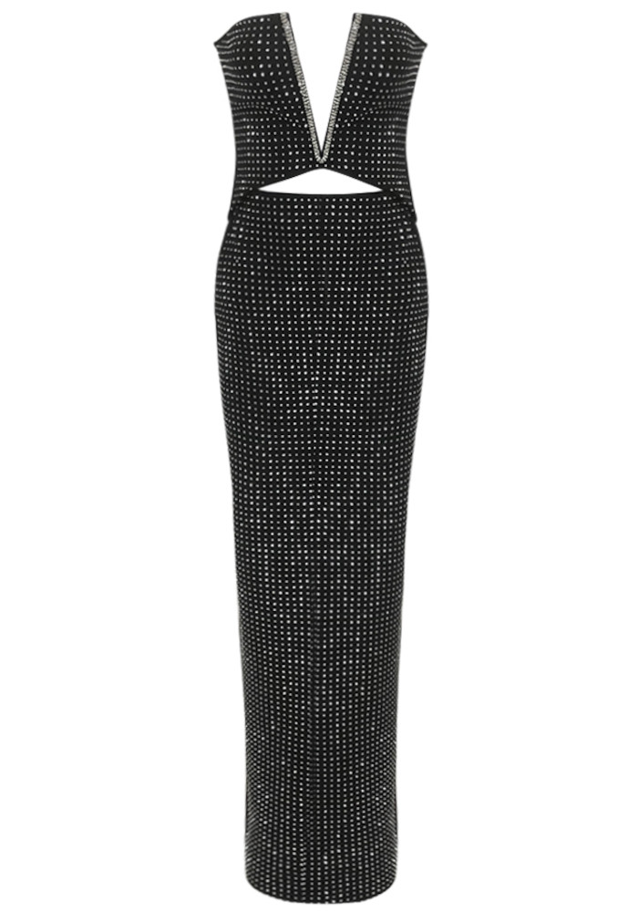 Strapless Crystal Cut Out Maxi Dress Black - Luxe Maxi Dresses and Luxe  Party Dresses