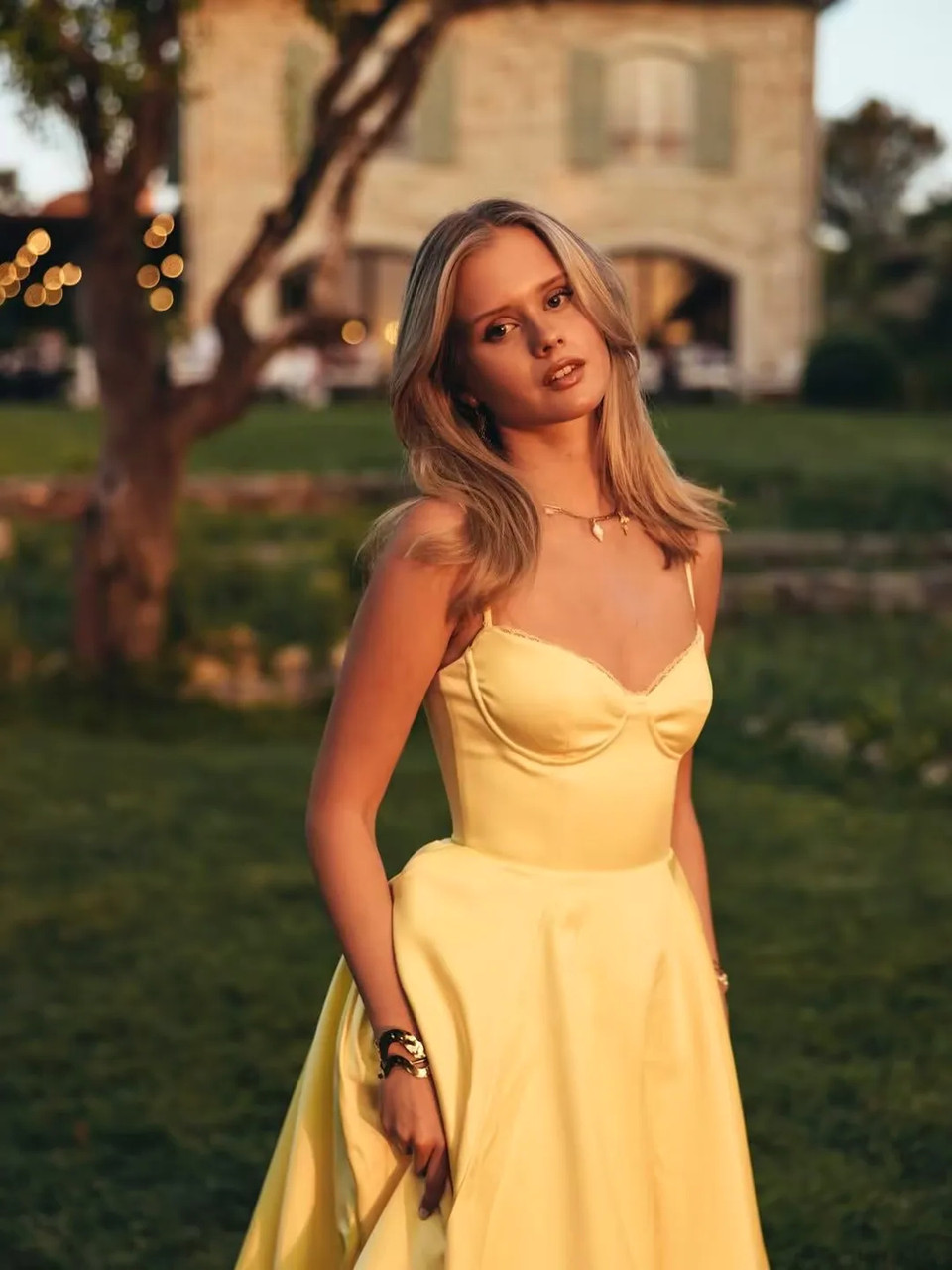 Bustier A Line Midi Dress Yellow Bustier A Line Midi Dress Yellow