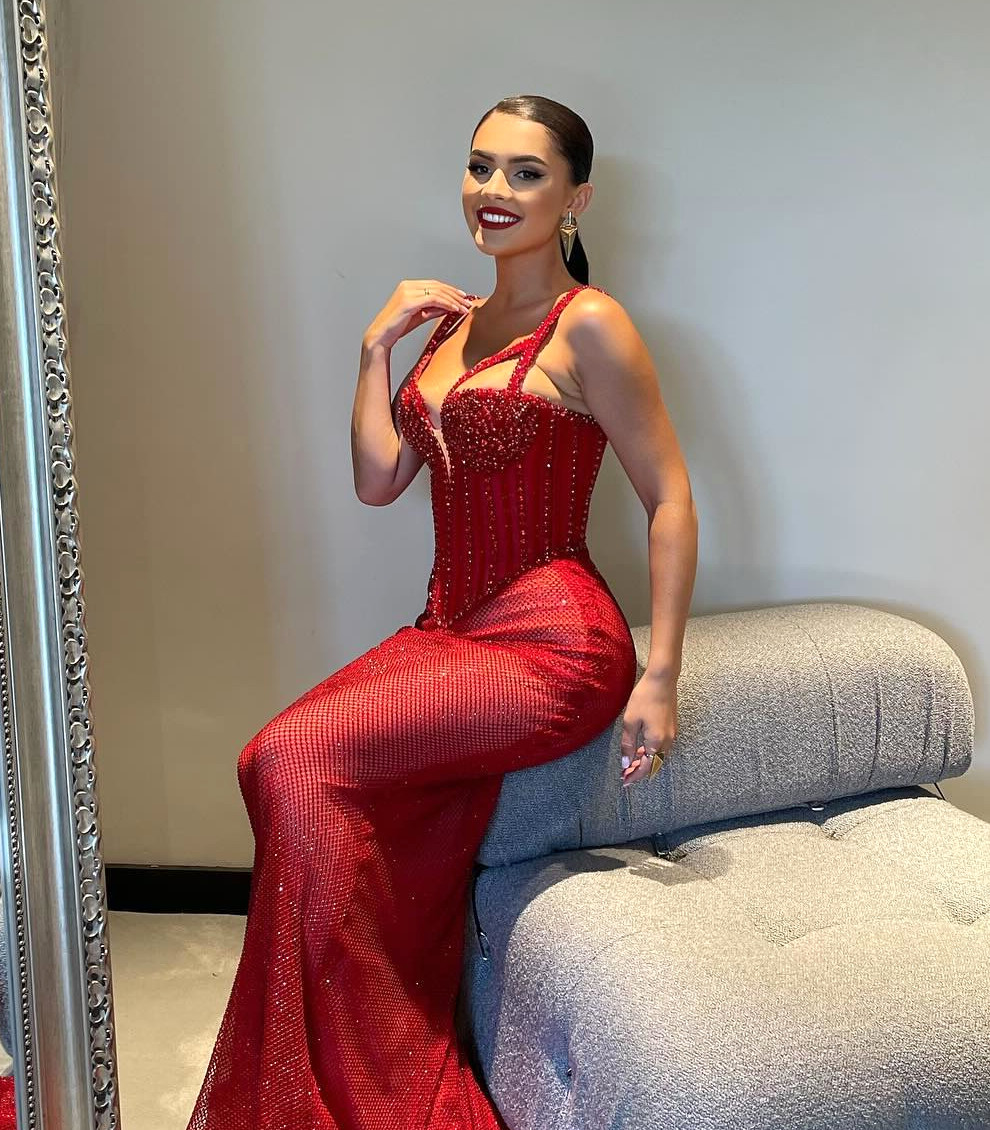 strapless open back dress Dark Red Satin Floral Homecoming Dress with Pockets SD1271 – Viniodress main image 0