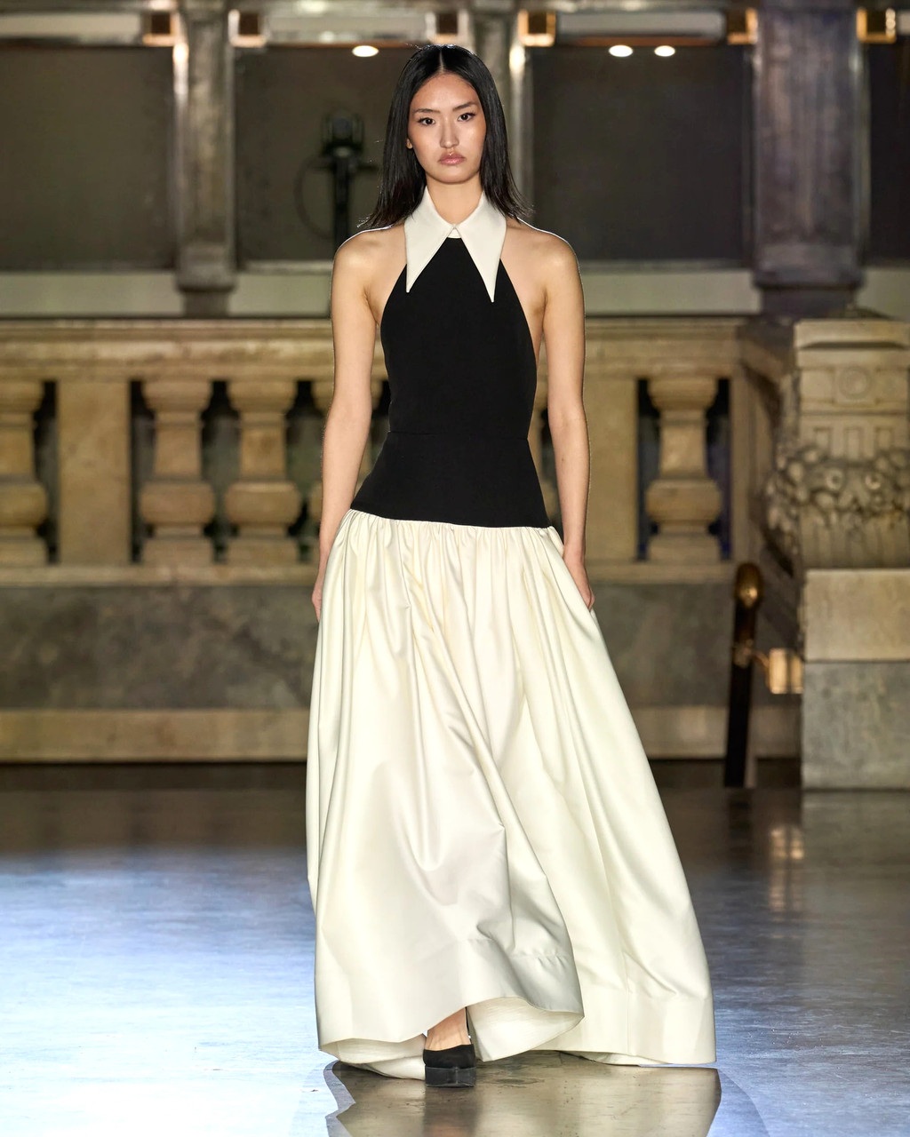 Halter A Line Maxi Dress Black White - Luxe Maxi Dresses and Luxe Party  Dresses