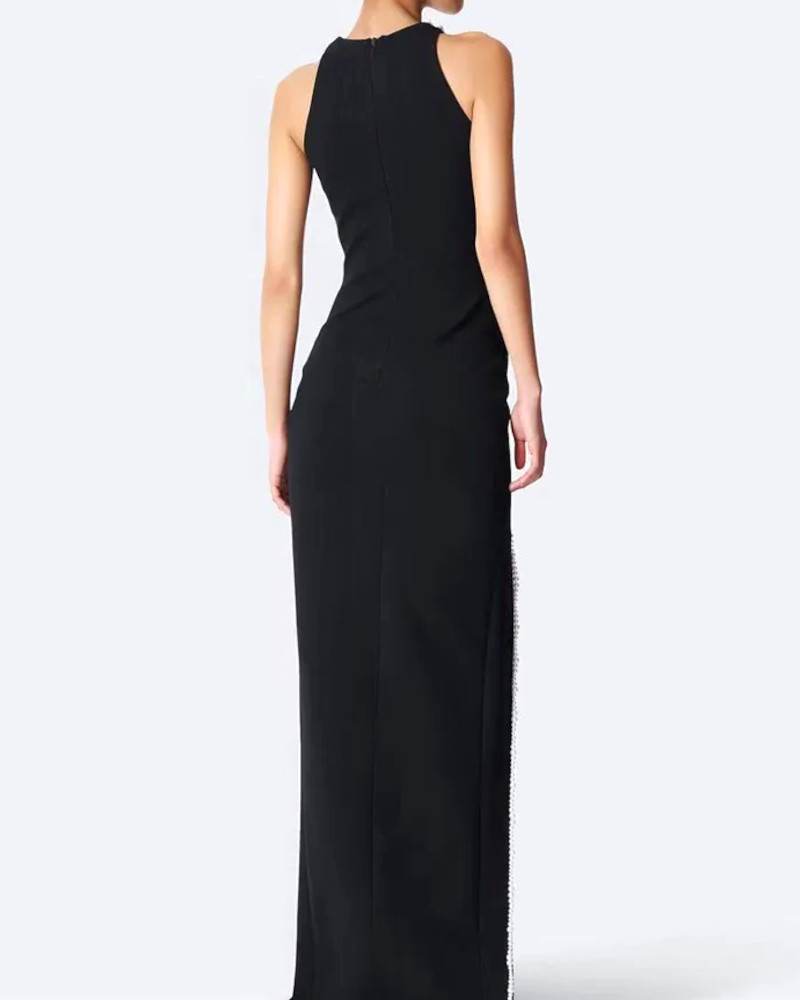 Crystal Pearl Maxi Dress Black - Luxe Maxi Dresses and Luxe Party Dresses