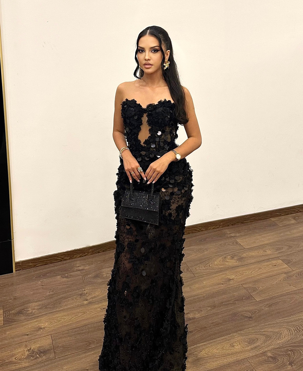 Strapless Sequin Floral Maxi Dress Black - Luxe Maxi Dresses and Luxe Party  Dresses