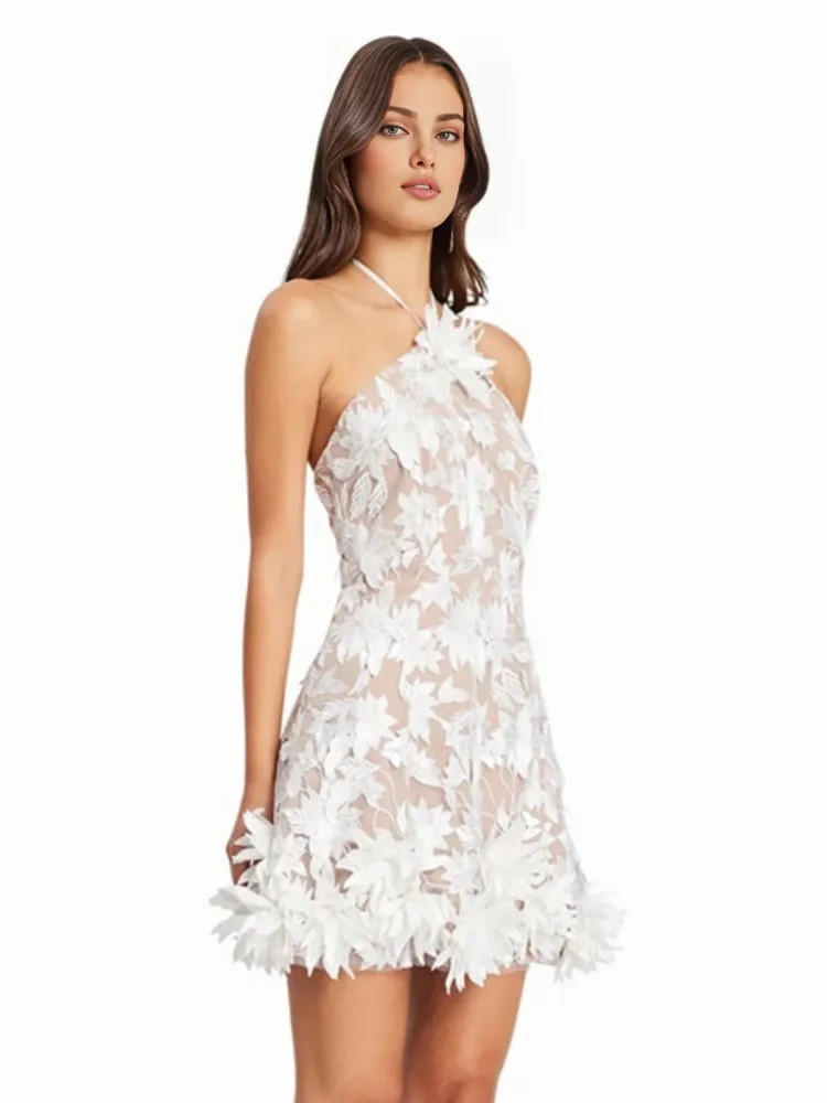 sachin and babi light blue dress Embroidered Floral White Dress main image 1