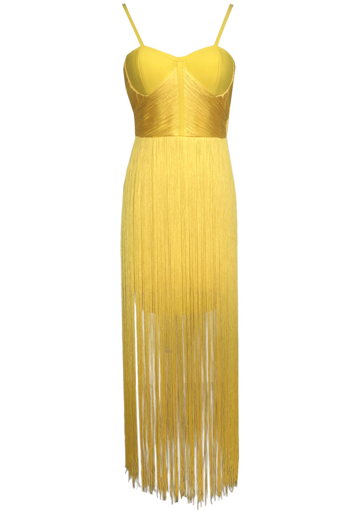 Bustier Tassel Maxi Dress Yellow Bustier Tassel Maxi Dress Yellow