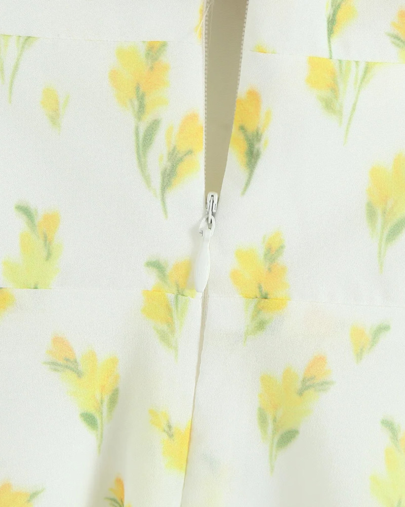 Halter Floral A Line Dress Yellow - Luxe Floral Dresses and Luxe Party  Dresses