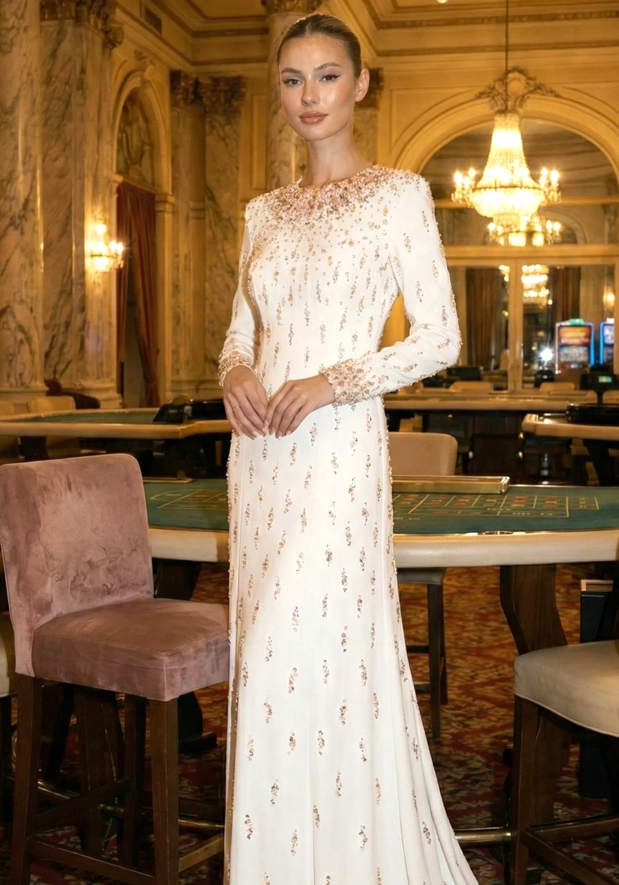 slim fit dress slacks Gigii's Aura Gold Sequin Midi Dress main image 0