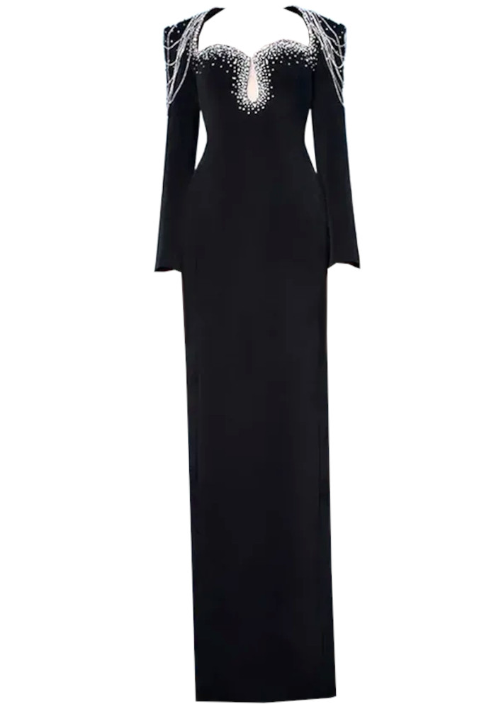black embellished long sleeve maxi dress Maya Black Embellished Blouson Sleeve Maxi Dress Maya Deluxe