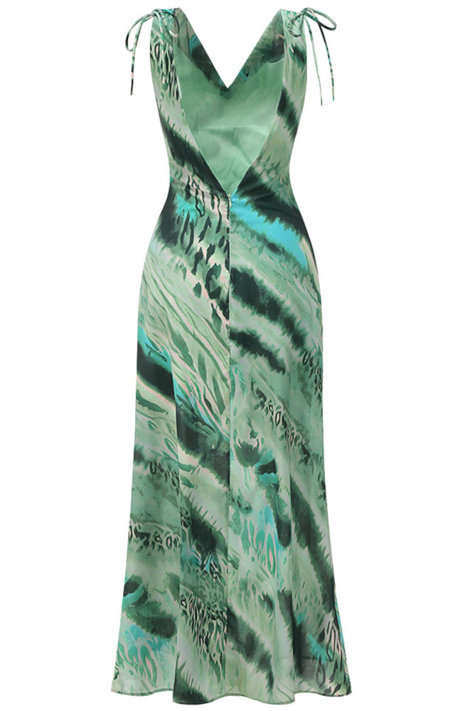 Backless Printed Maxi Dress Green - Luxe Maxi Dresses and Luxe Party Dresses
