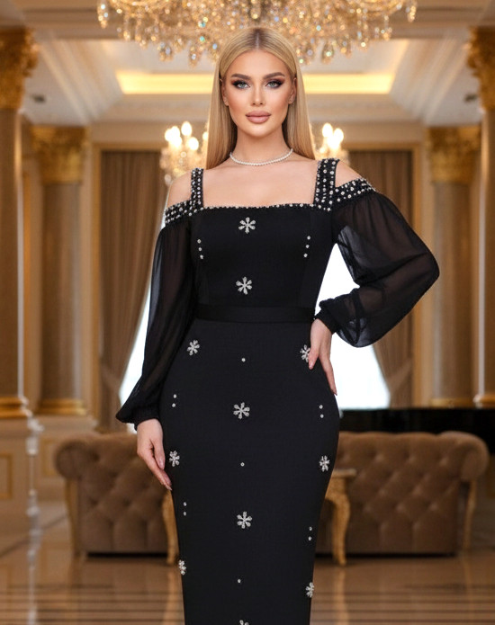 corduroy black dress Aspiga Ladies Sustainable Victoria Round Neck 3/4 Sleeve Stretch Cotton Winter Wedding Guest Evening Dress Size:54-55 (ADD +$5.00) Set low heat on Is The Dress blue collection_women