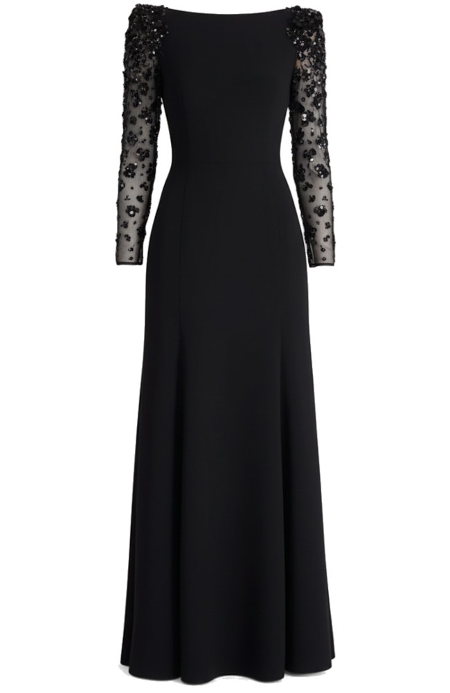 Embellished Long Sleeve Maxi Dress Black Embellished Long Sleeve Maxi Dress Black