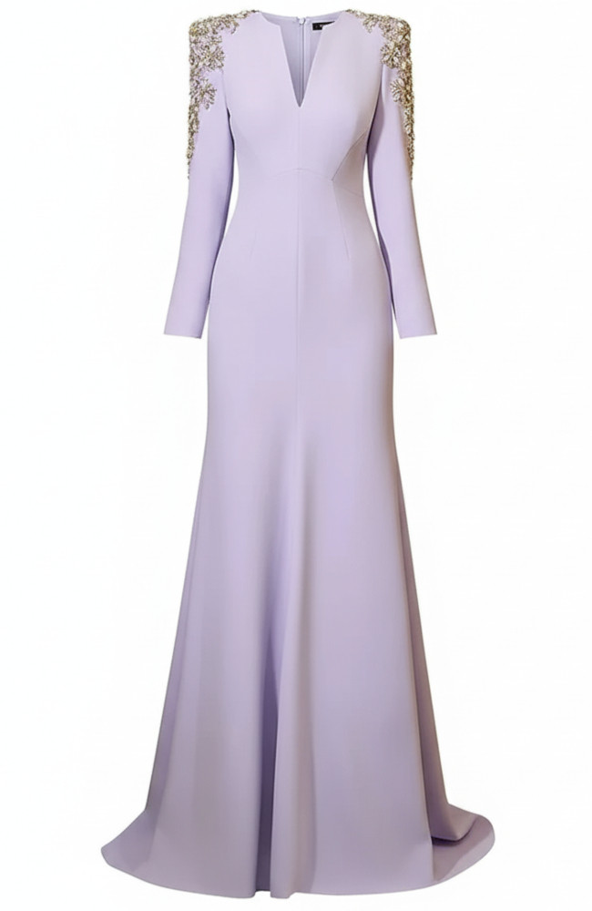lavender bridesmaid dresses long sleeve Marseille Embossed Maxi Dress — Lavender main image 1