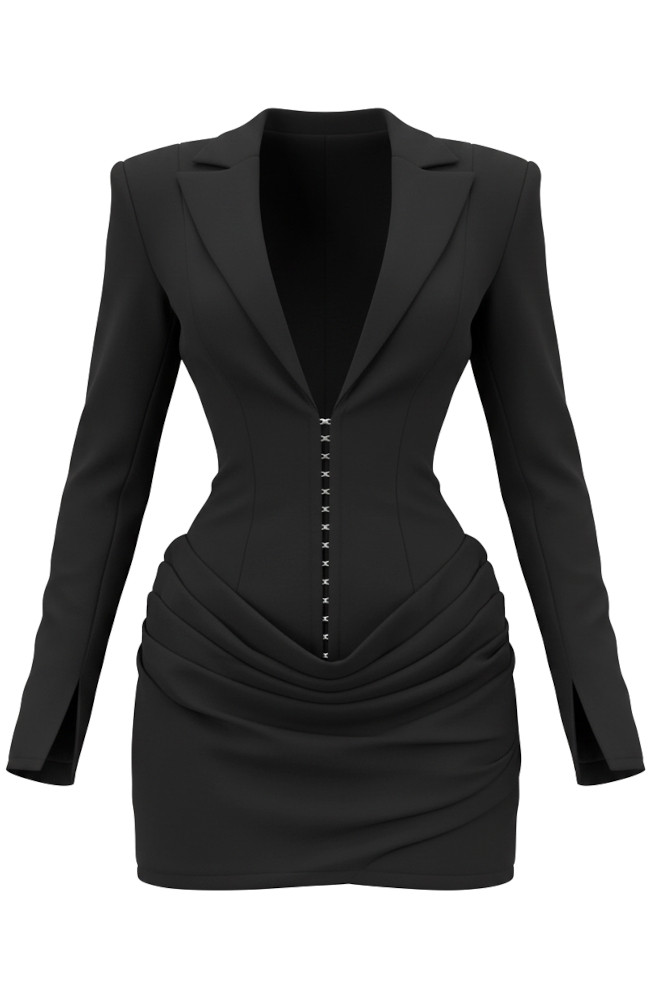 knee length dresses for ladies Long Sleeve Blazer Dress with Button Detail – WESTCLOSET main image 0