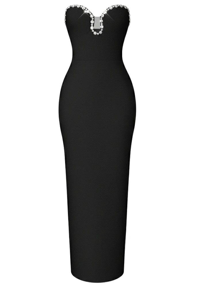lady black strapless midi dress House Of CB Lady Strapless Midi Dress Black