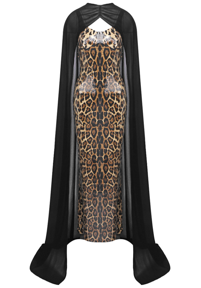 green emerald velvet dress Until Then Gold Leopard Print Jacquard Mini Dress