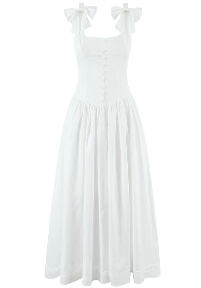 knee length dresses for ladies Barbara Midi Button Down Dress - White main image 0