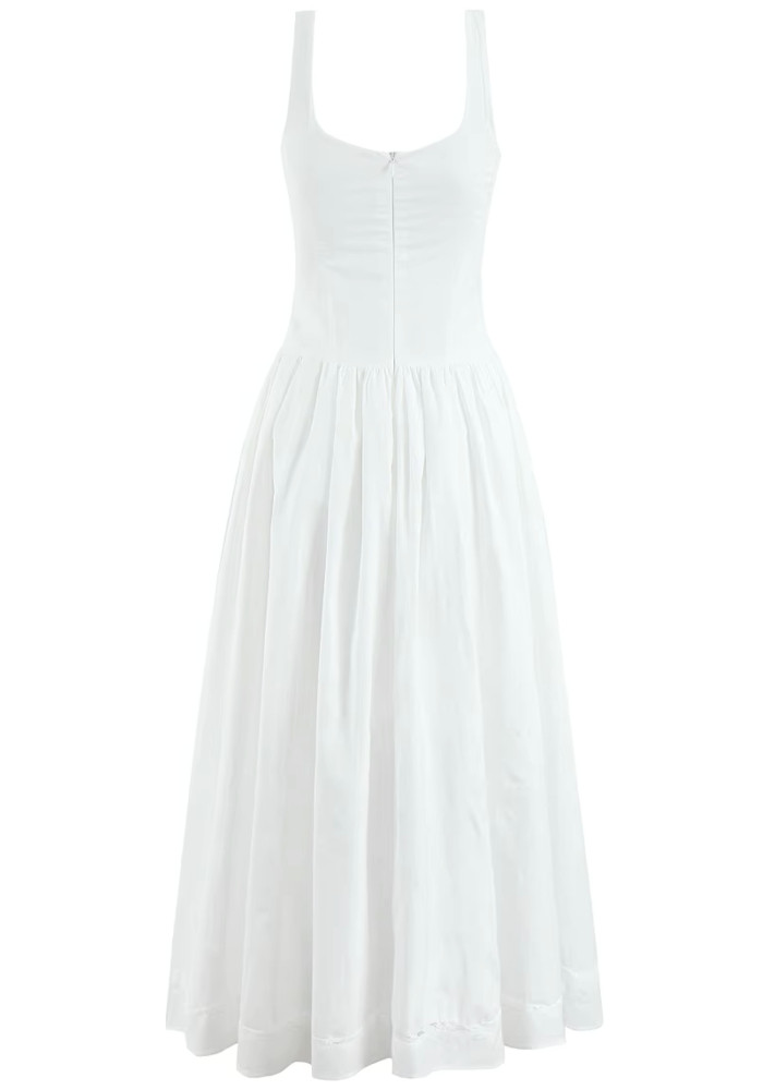 knee length dresses for ladies Lace Button Midi Dress White