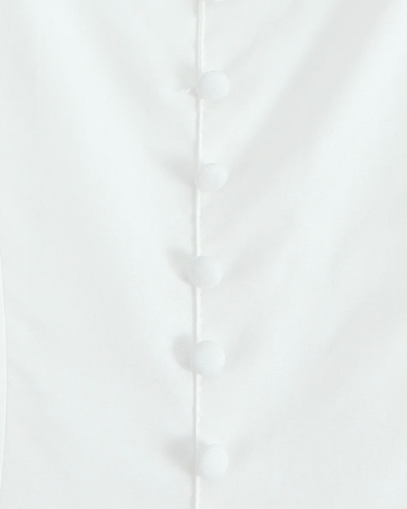 Bow Detail Button A Line Midi Dress White Bow Detail Button A Line Midi Dress White